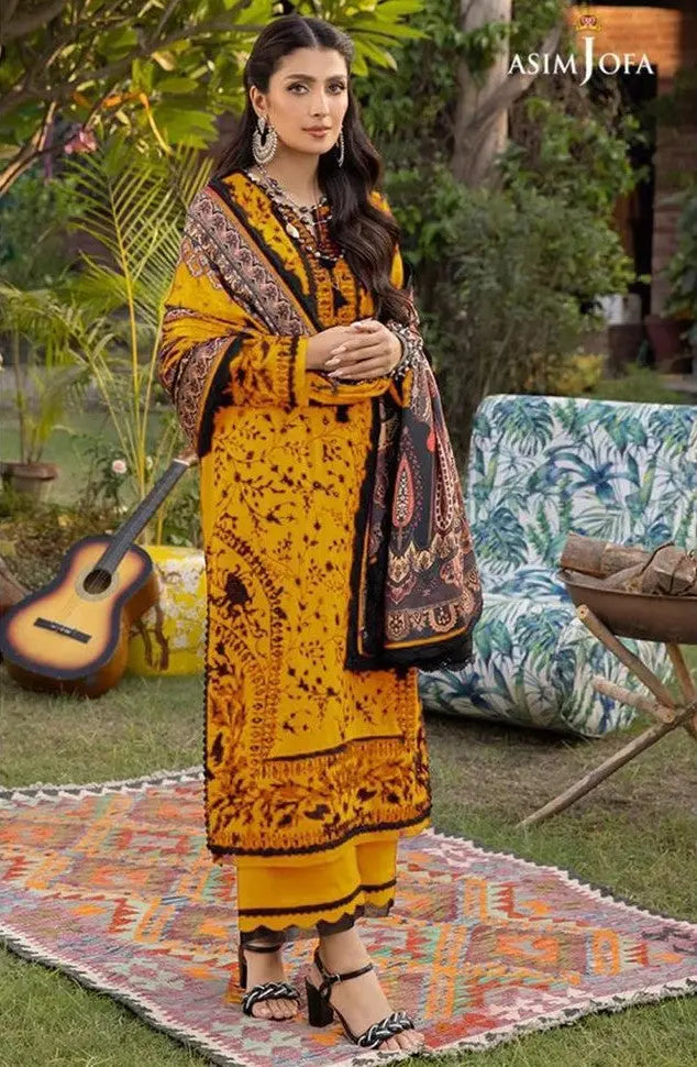 Luxury Embroidered Unstitched 3-Piece – Mustard Yellow with Contrast Dupatta Khoobsurat