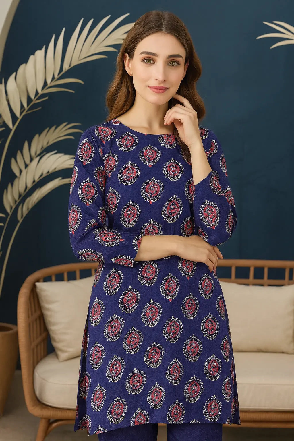 Printed Indigo Lawn 2-Piece Suit โ Kameez & Shalwar | Summer Collection 2025 Khoobsurat