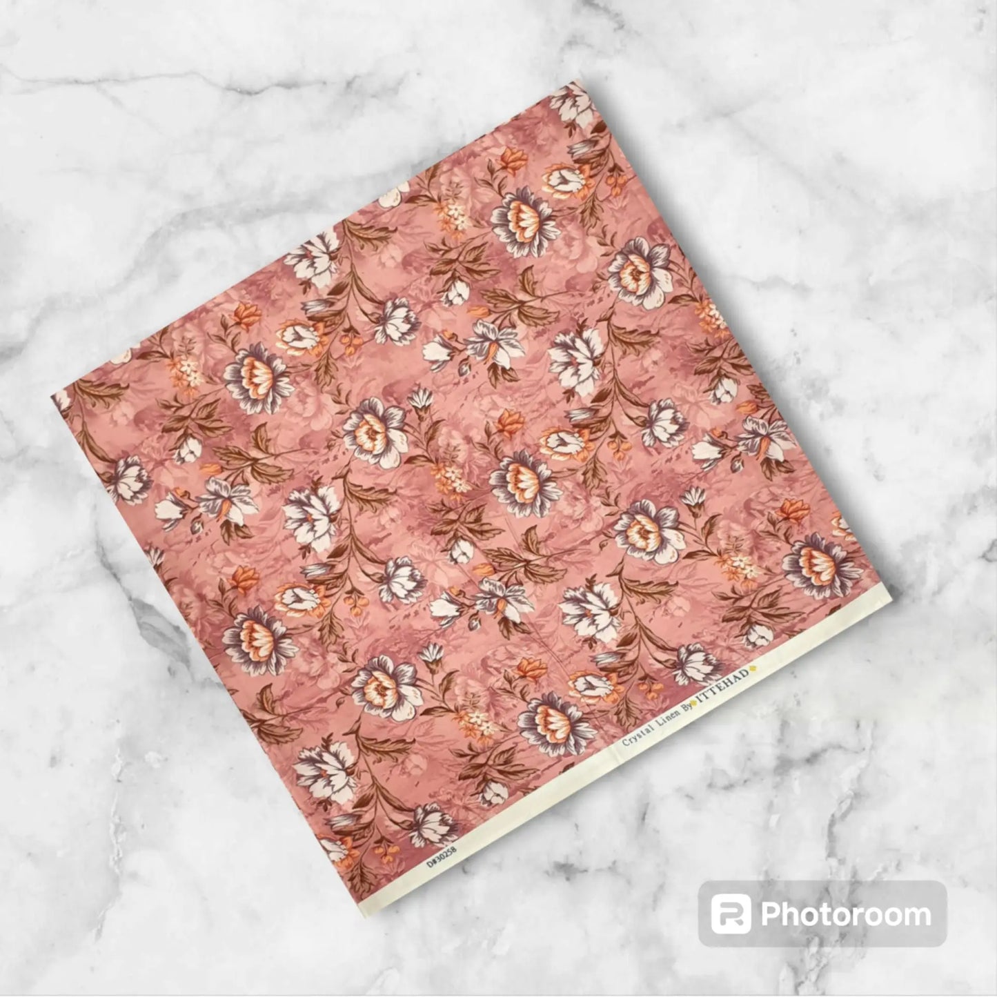 ITTEHAD Crystal Linen – Peach Floral 2 Piece Unstitched Suit Khoobsurat