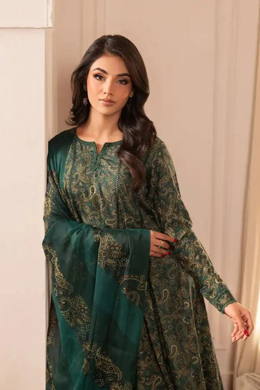 Emerald Green Paisley Printed Lawn 3-Piece Suit | Luxe Heritage Collection | Khoobsurat 2025 Khoobsurat