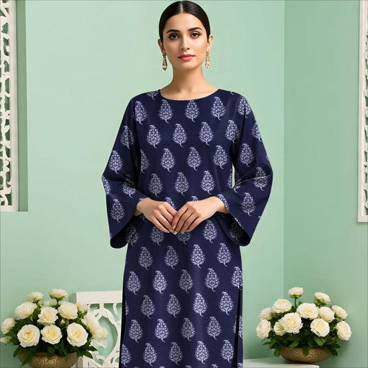 Rangmehr by Virsaah Kotrai – 2PC Allover Navy Blue - Khoobsurat