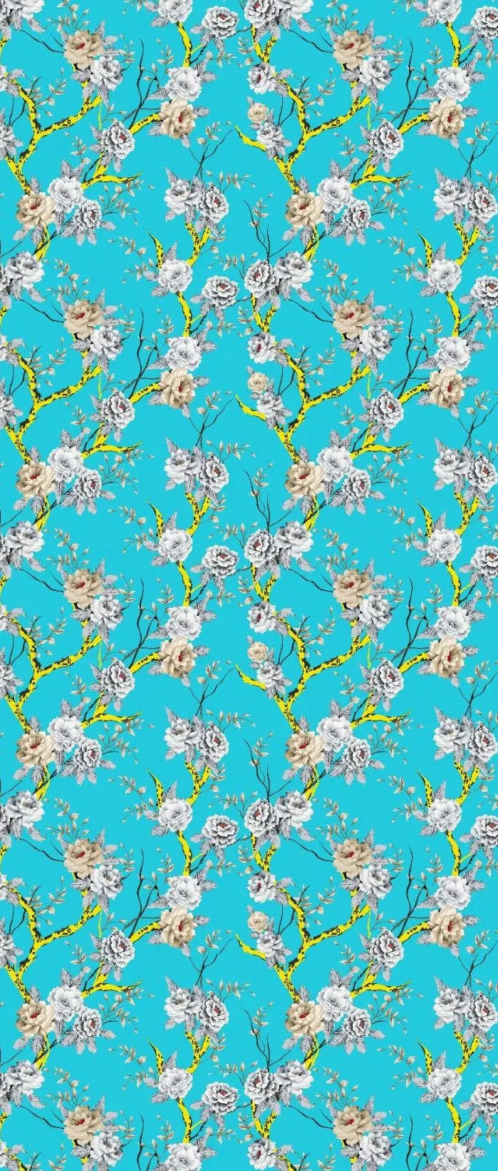 Nishat 2-Piece – Tropical Sky Bloom with Golden Branches (Unstitched) Khoobsurat