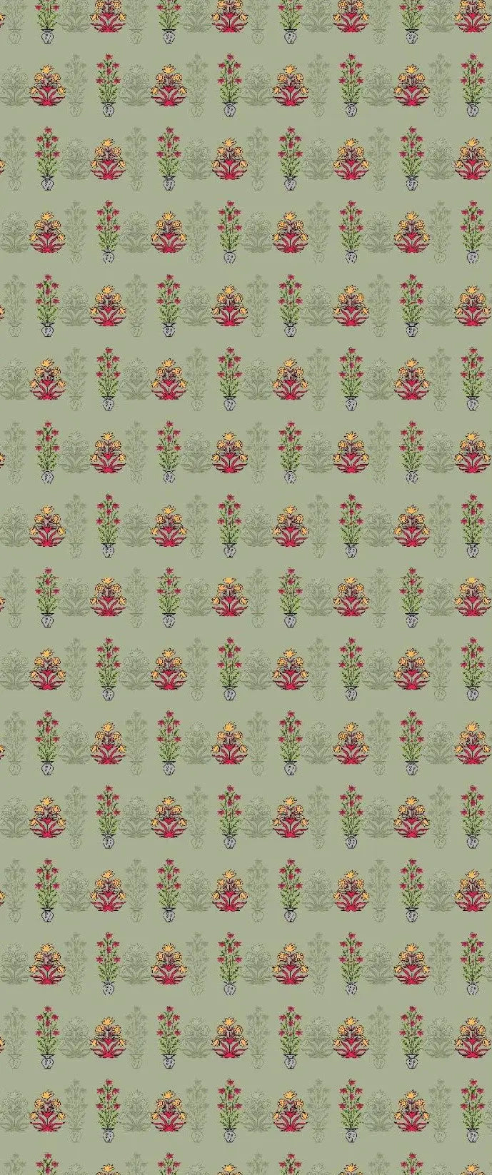 Nishat 2-Piece – Olive Pastel with Vase Floral Motifs (Unstitched) Khoobsurat
