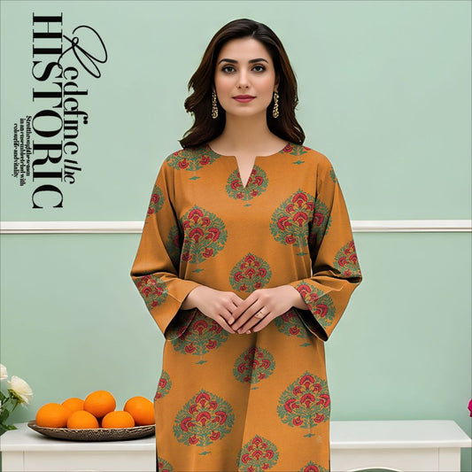 Rangmehr by Virsaah Kotrai – 2PC Allover Mustard Motif - Khoobsurat