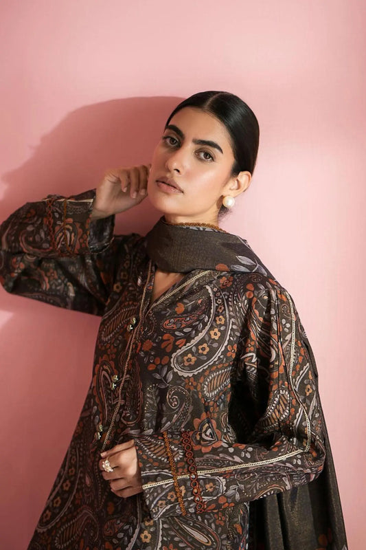 Rust & Charcoal Paisley Lawn 3-Piece Suit | Intricate Heritage Prints | Khoobsurat Summer 2025 Khoobsurat