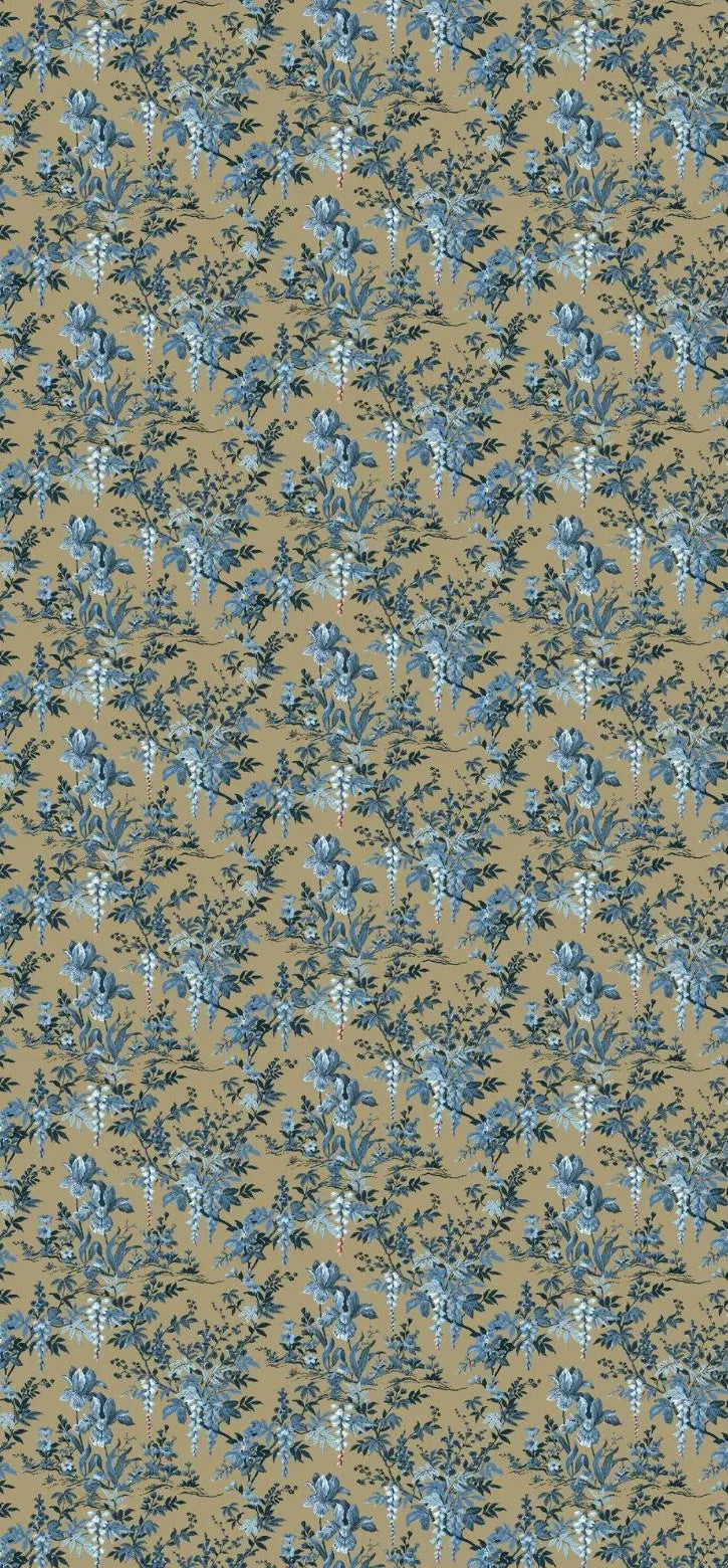 Sapphire 2-Piece – Blue Botanical on Caramel Base (Unstitched) Khoobsurat