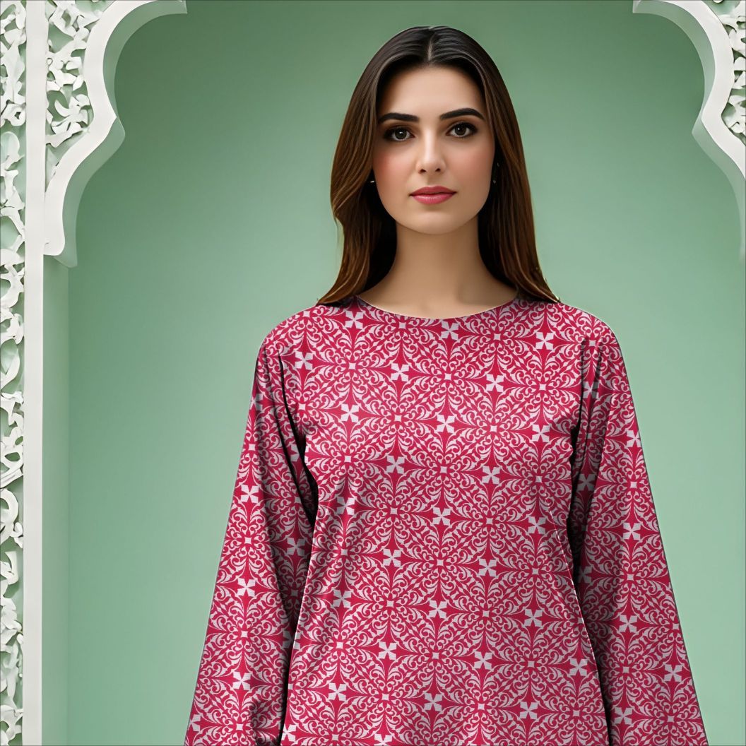 Rangmehr by Virsaah Kotrai – 2PC Allover Pink - Khoobsurat