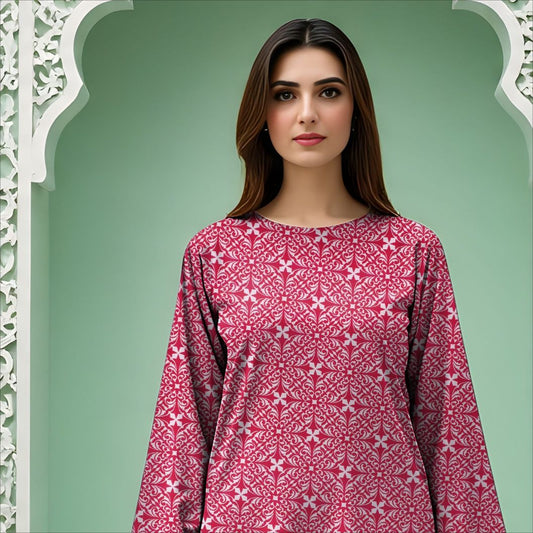 Rangmehr by Virsaah Kotrai – 2PC Allover Pink - Khoobsurat