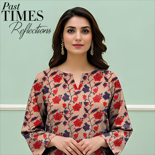 Rangmehr by Virsaah Kotrai – 2PC Allover Beige Floral - Khoobsurat