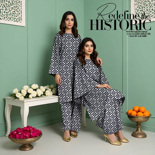 Rangmehr by Virsaah Kotrai – 2PC Allover Geometric Print - Khoobsurat