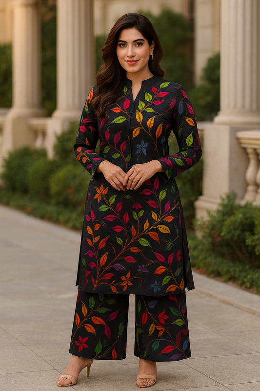 Bin Saeed Cotrai 2-Piece Printed Suit – Midnight Garden - Khoobsurat