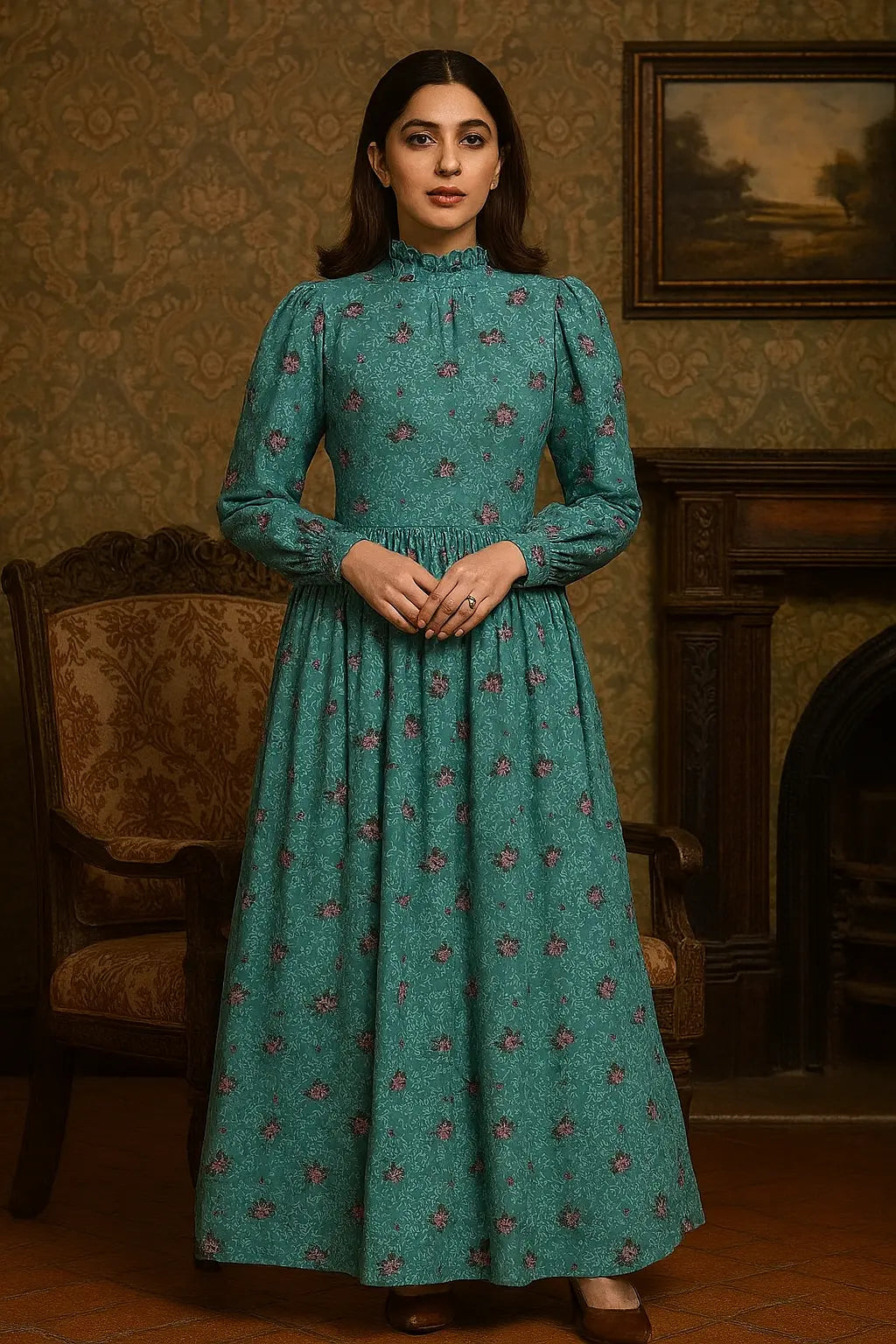 Nishat 2-Piece – Teal Bloom with Delicate Sketch Floral (Unstitched) Khoobsurat