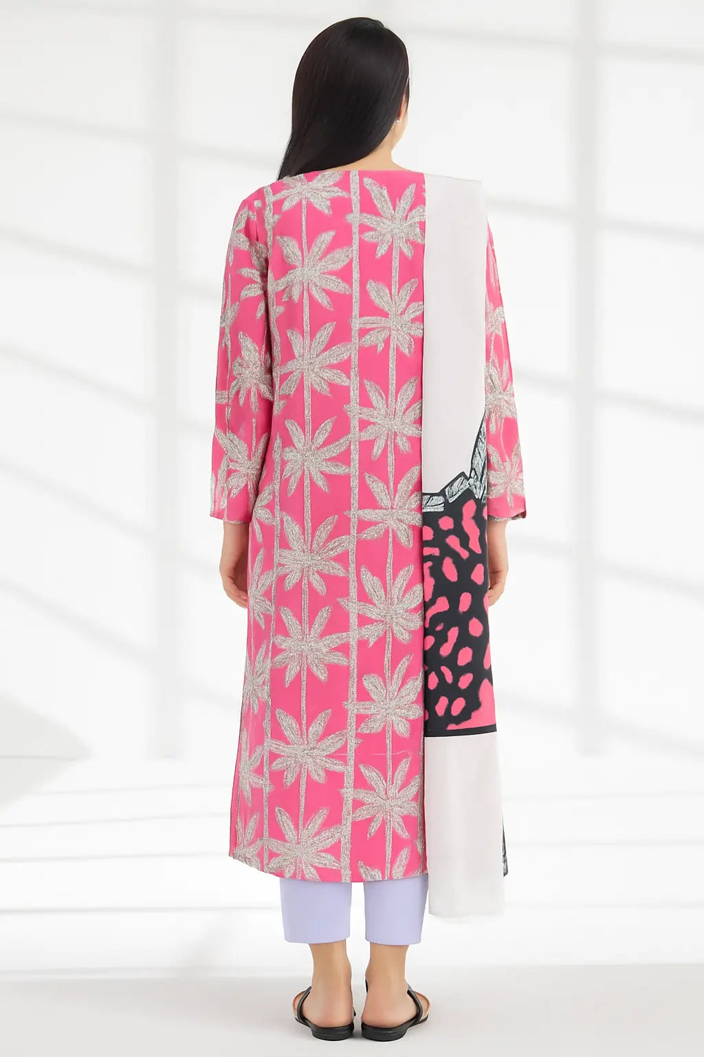 Palm Paradise - 3 Piece Pink Printed Lawn Suit | Summer Vibes Collection Khoobsurat