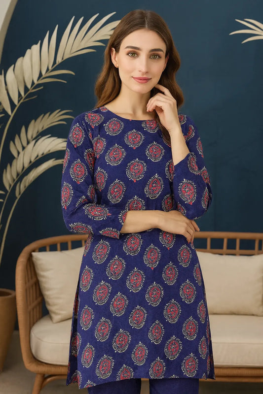 Printed Indigo Lawn 2-Piece Suit – Kameez & Shalwar | Summer Collection 2025 Khoobsurat