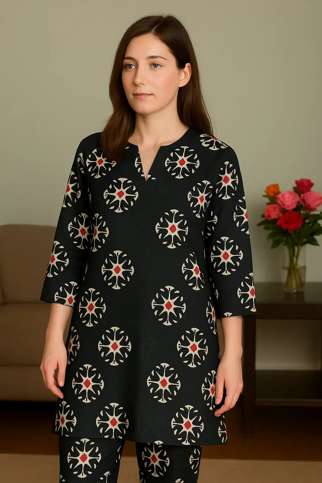 Black Geometric Print 2-Piece Lawn Suit – Minimalist Chic | Summer '25 Khoobsurat