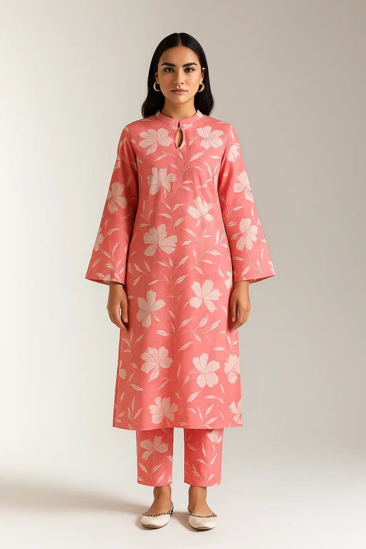 Blush Pink Floral 2-Piece Lawn Suit – Graceful & Elegant | Summer 2025 Khoobsurat