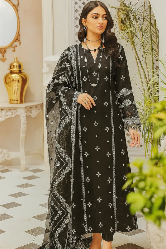 Black & Silver Embroidered 3-Piece Formal Suit – Luxe Chiffon | Evening & Festive Wear 2025 Khoobsurat