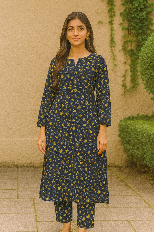 Sapphire 2-Piece – Midnight Gold Blossom (Unstitched) Khoobsurat