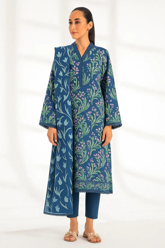 Blue Blossom - 3 Piece Printed Lawn Suit | Summer Collection 2025 Khoobsurat