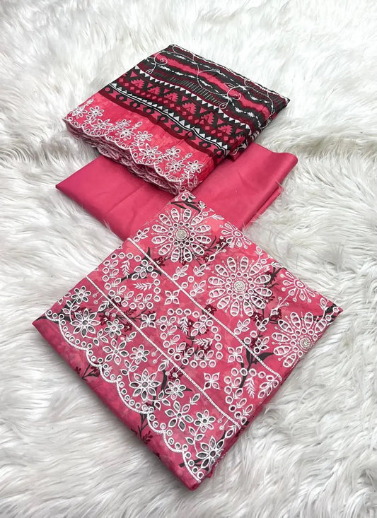 Rawayat Cut Work 3-Piece Suit with Dupatta – Classic Red & Black Contrast Khoobsurat
