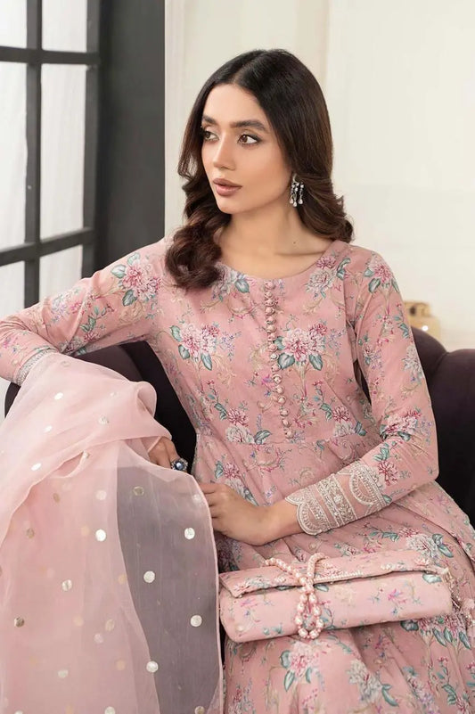 Luxury Embroidered Unstitched 3-Piece – Blush Pink Floral Elegance Khoobsurat
