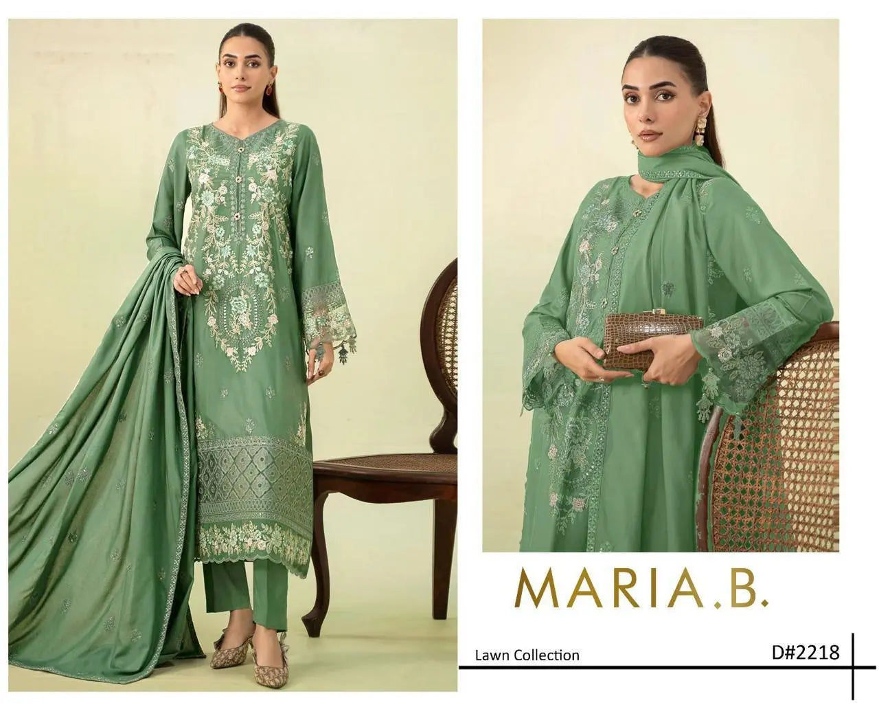 Luxury Embroidered Unstitched 3-Piece – Sage Green with Intricate Threadwork Khoobsurat