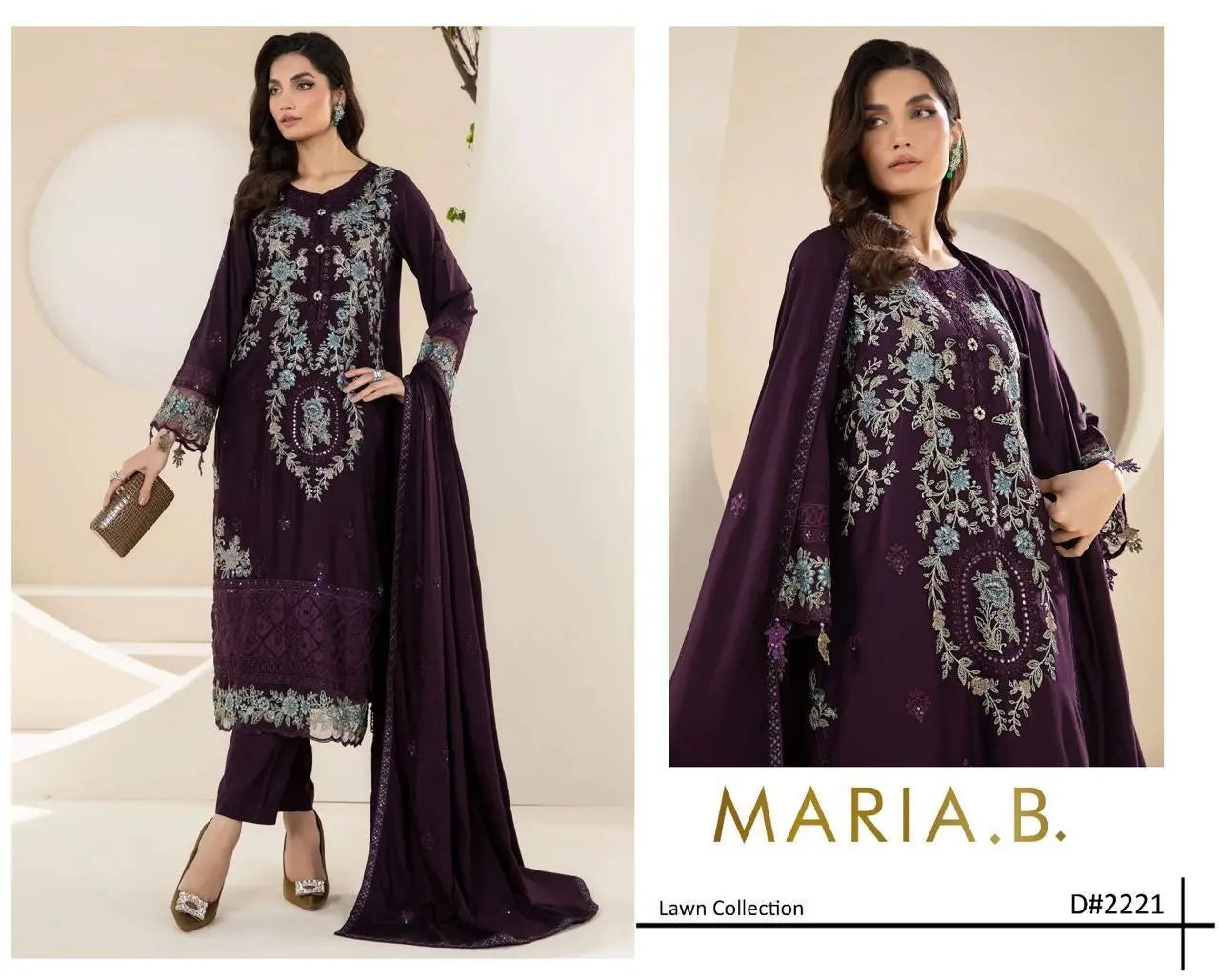Luxury Embroidered Unstitched 3-Piece – Deep Plum with Silver Threadwork Khoobsurat