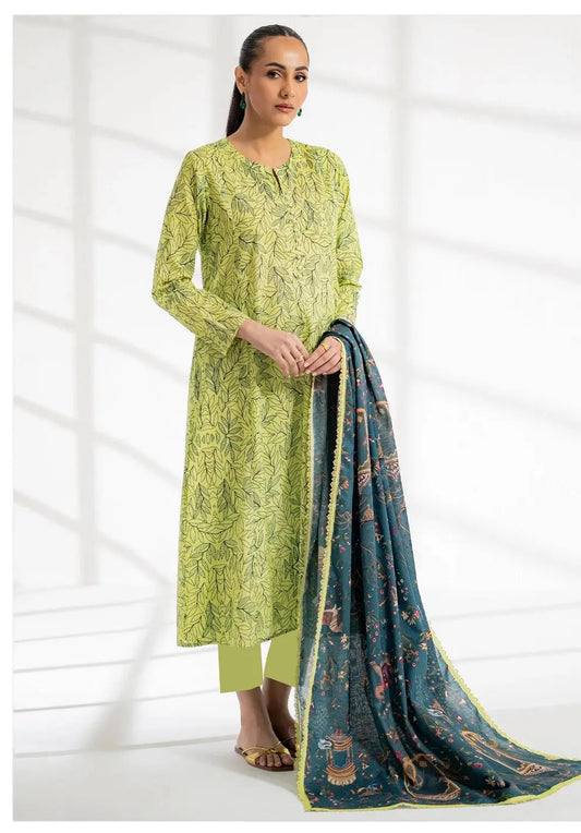 Botanic Dream - 3 Piece Light Green & Teal Printed Lawn Suit | Nature Inspired Summer Look Khoobsurat