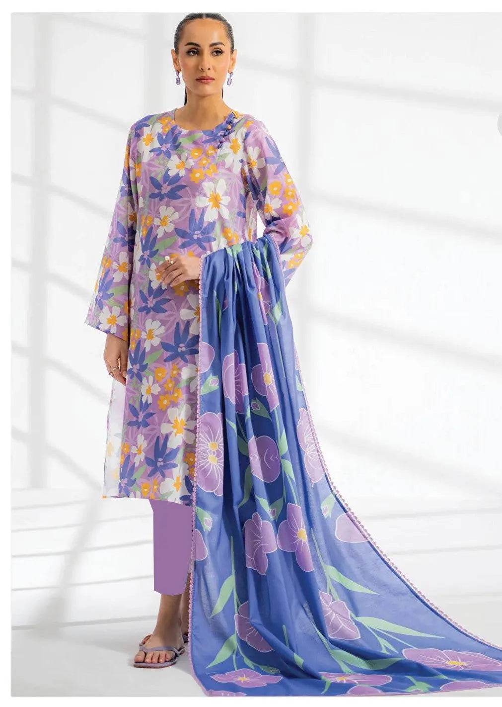 Lilac Garden - 3 Piece Printed Lawn Suit | Summer Bloom Collection Khoobsurat