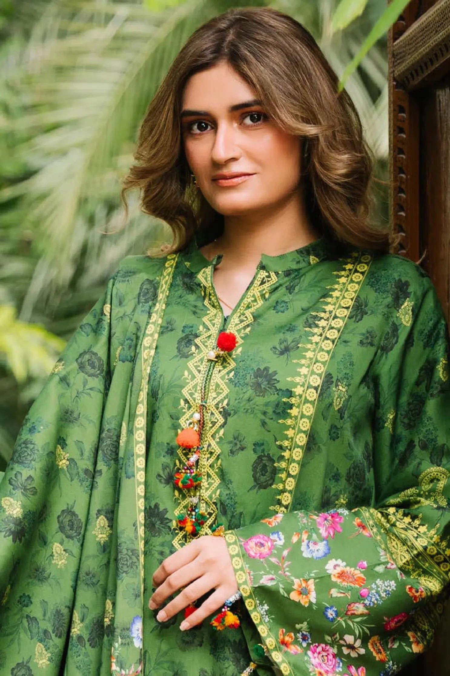 Fresh Green Floral Printed Lawn 3-Piece Suit | Summer Essentials 2025 by Khoobsurat Khoobsurat